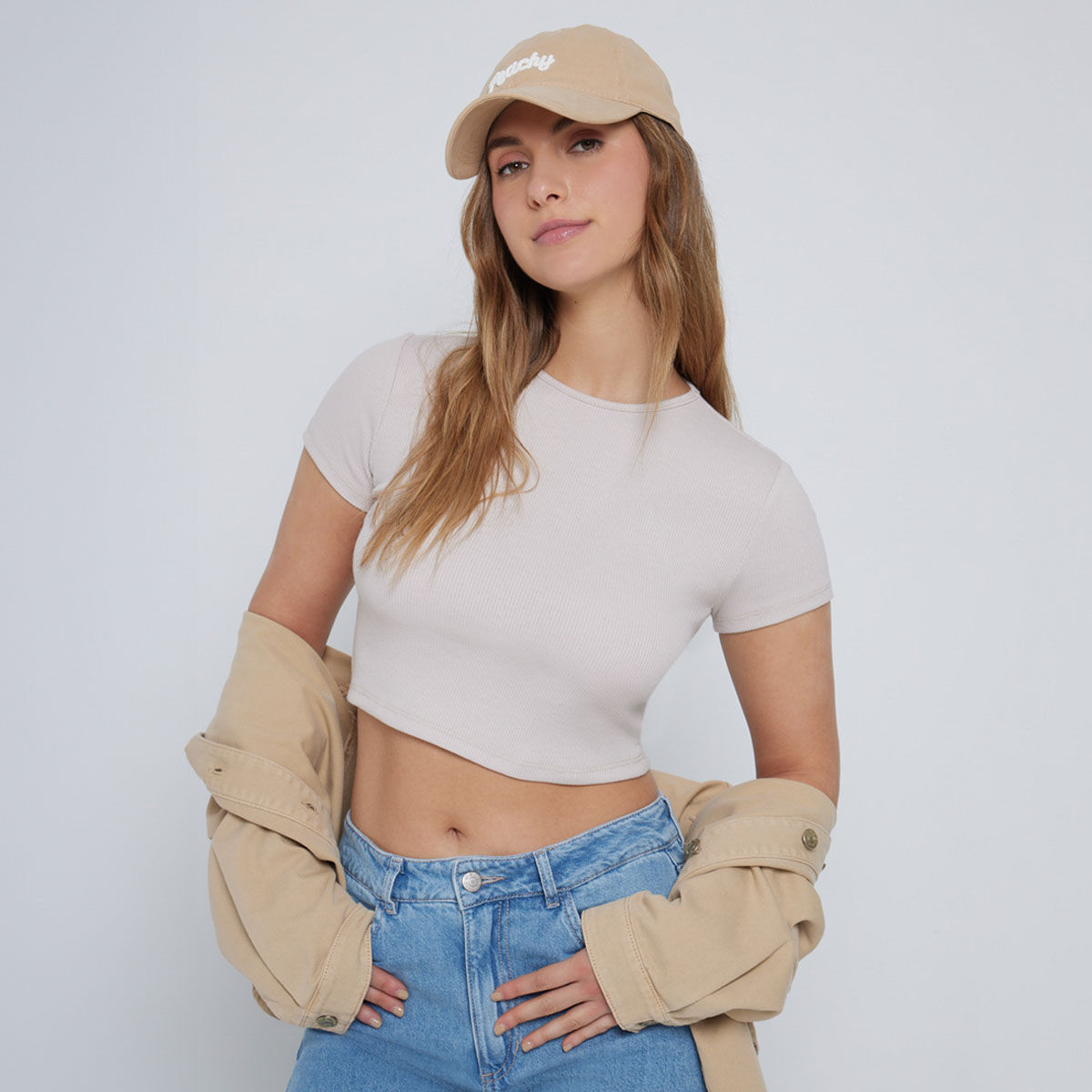 Crop top manga corta deals