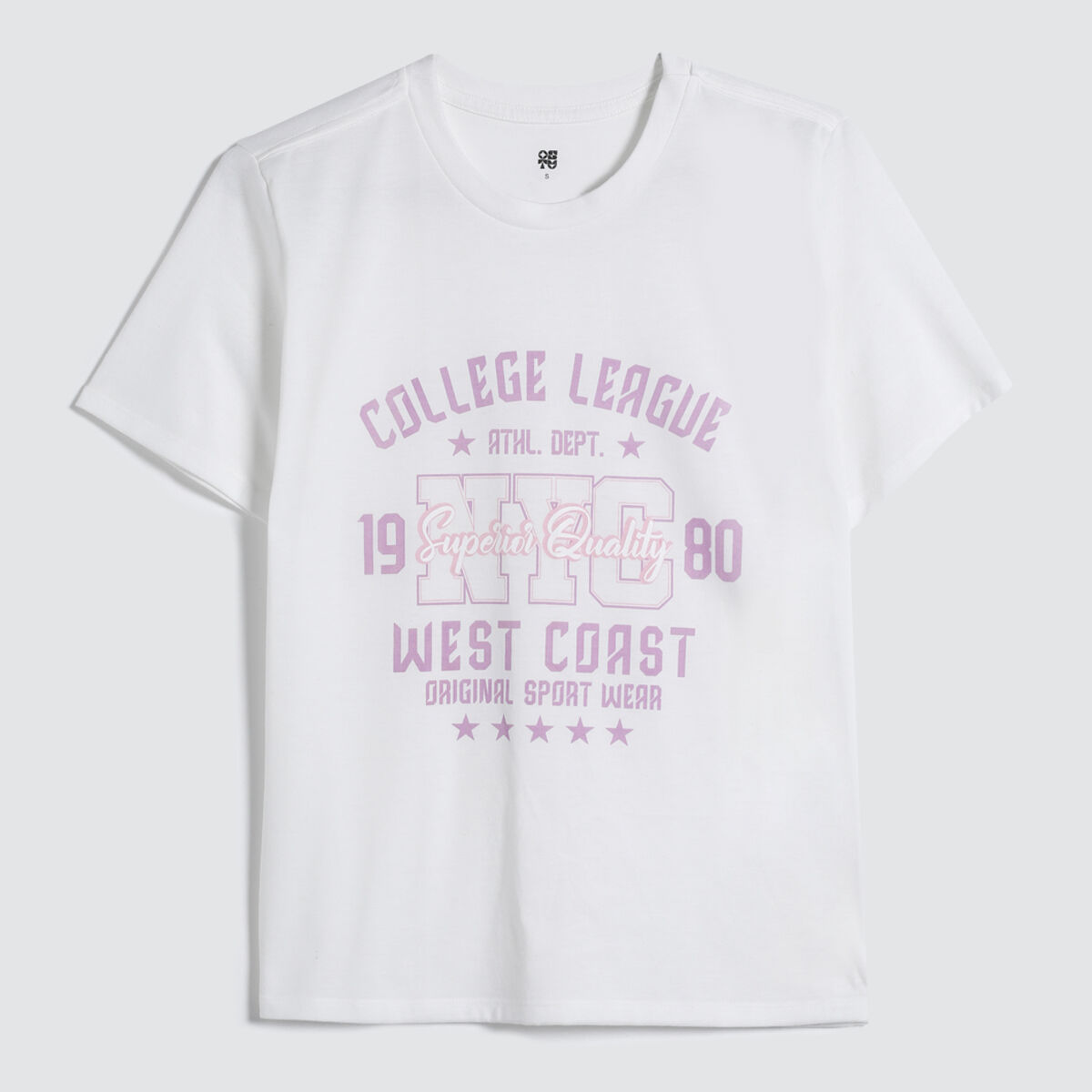 Camiseta Básica con Estampado, Blanco2, hi-res