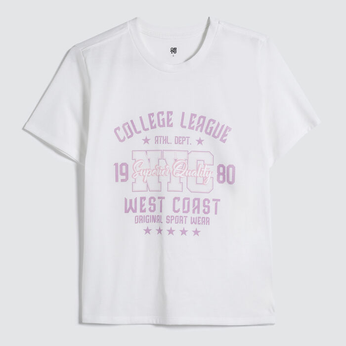 Camiseta Básica con Estampado, Blanco2, hi-res