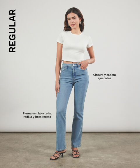 Jeans Regular Para Mujer, Azul2, hi-res