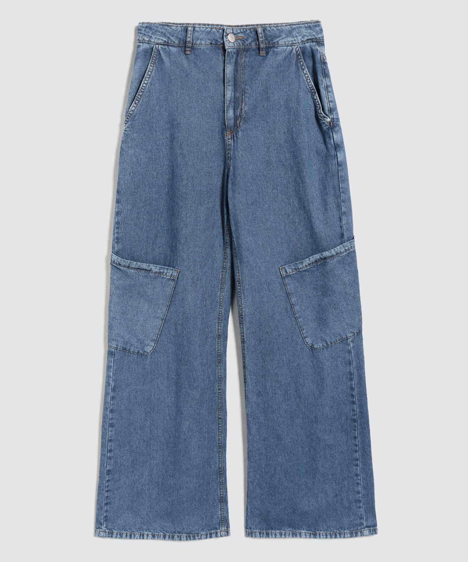 Jeans Wide Leg Cargo, AzulMedio, hi-res