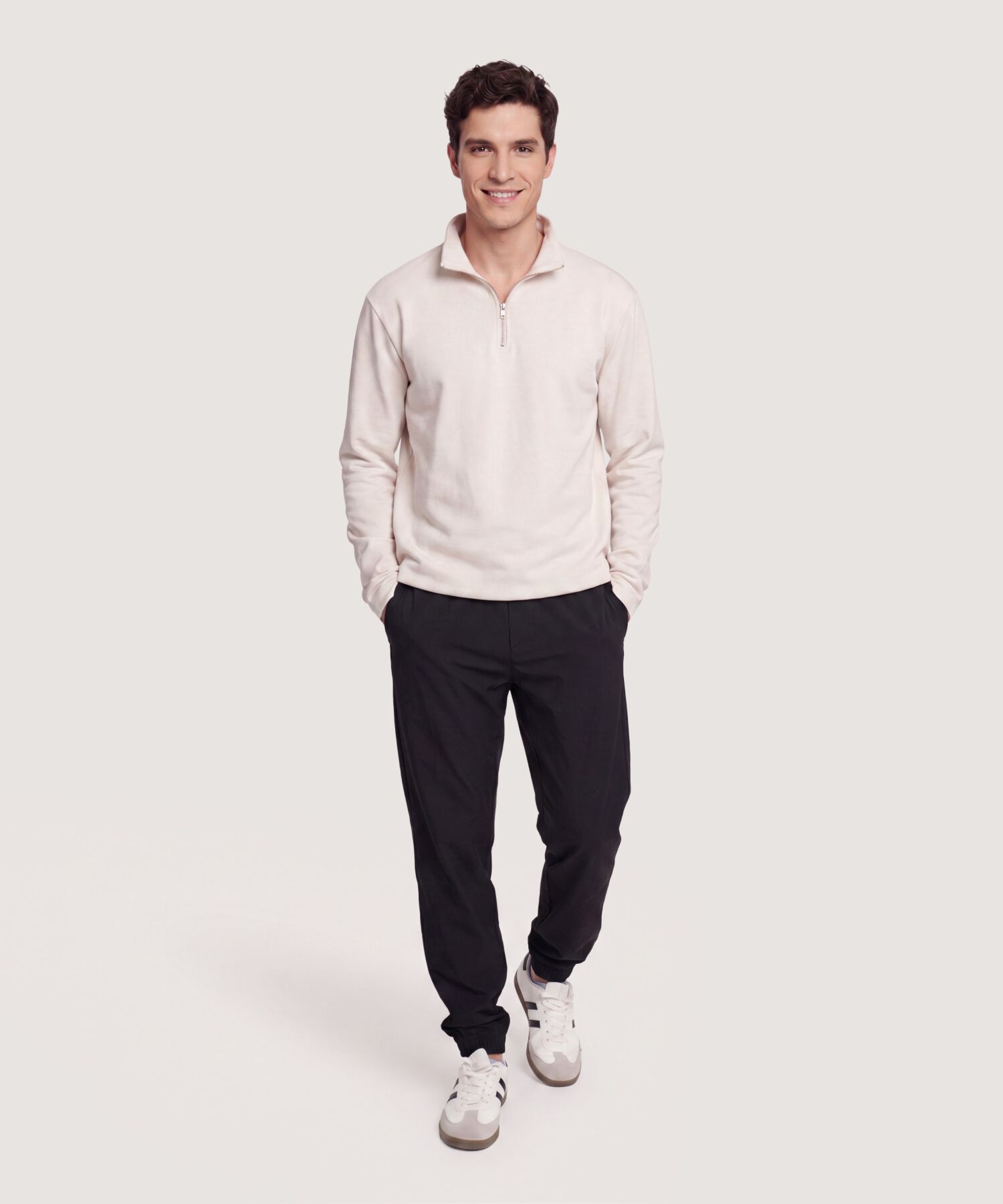 Buzo Half Zip, Beige, hi-res