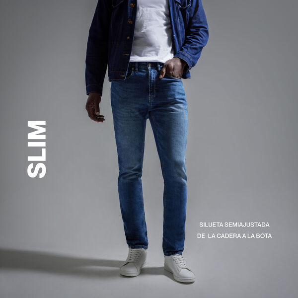Jeans Chino Tono Medio, Azul, hi-res