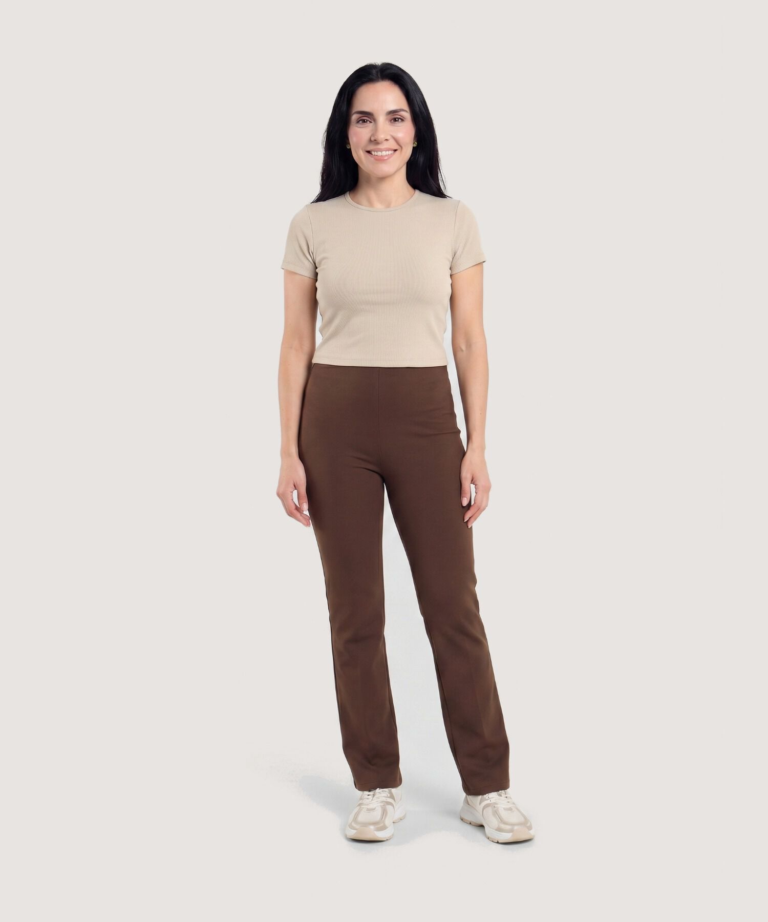 Camiseta Crop Top B&aacute;sico, Beige1, hi-res