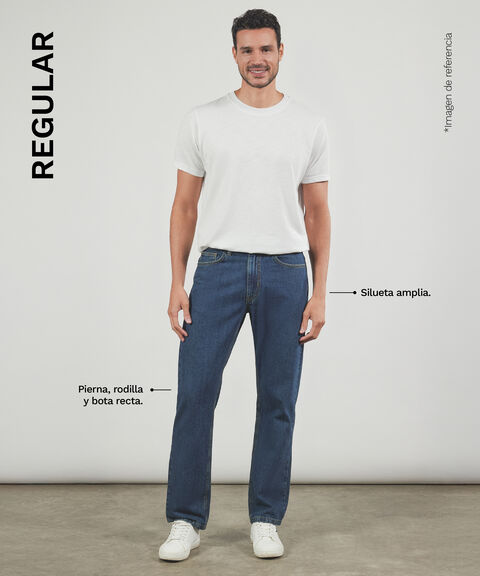 Jean Regular Con Desgastes, Negro, hi-res