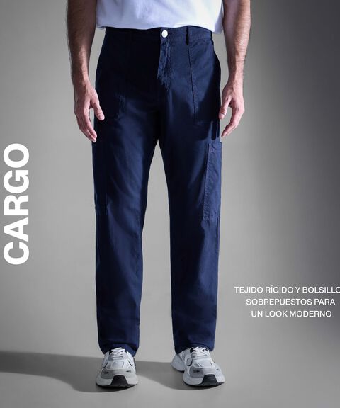 Jeans Regular Cargo, Azul, hi-res