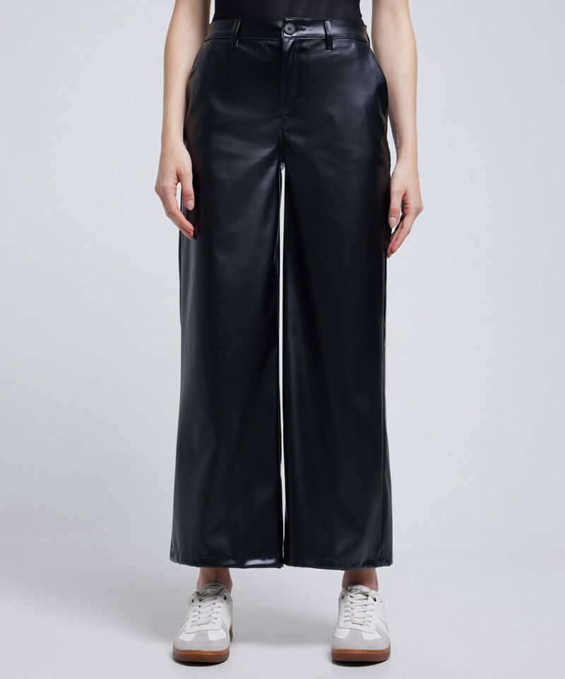 Zara Pantalon Culotte Cuero Pantalón Ancho Zara Pantalon Efecto