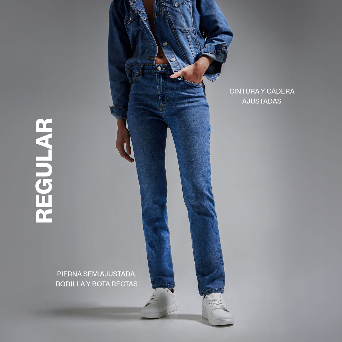 Jeans Regular Para Mujer, Azul1, hi-res