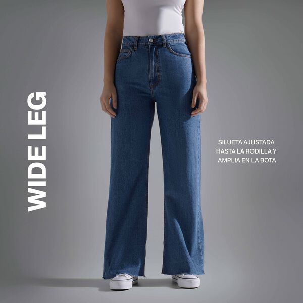 Jeans Wide Leg Tono Oscuro, Azul, hi-res