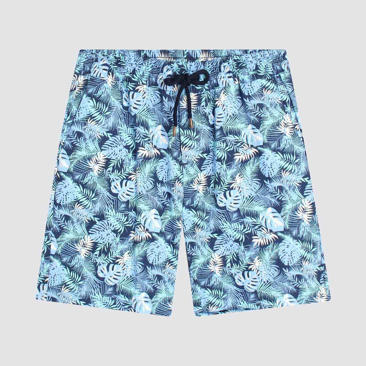 Bermuda Para Hombre Tipo Cargo Estampado Floral, Verde1, hi-res