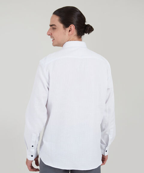 Camisa Manga Larga Con Button Down, Blanco, hi-res