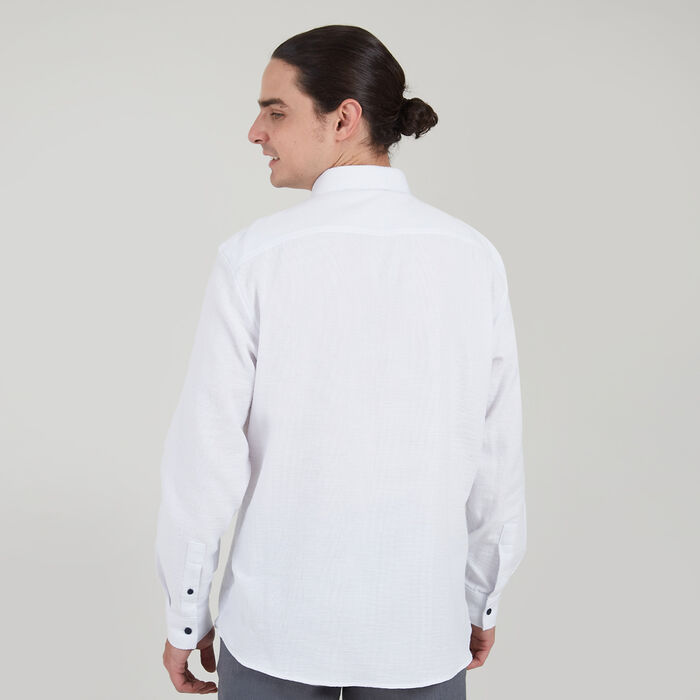 Camisa Manga Larga Con Button Down, Blanco, hi-res